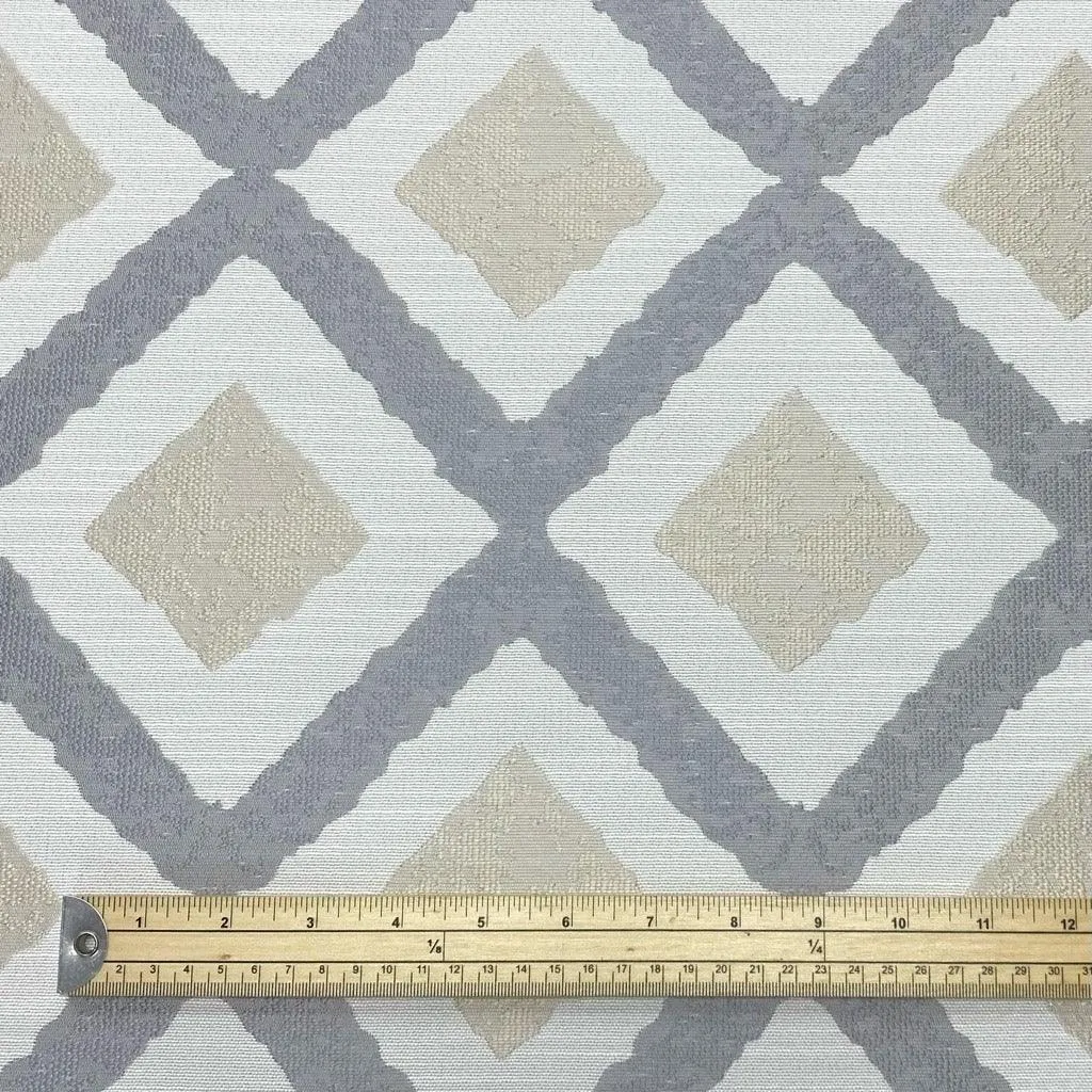 Grey and Beige Diamonds Upholstery Fabric