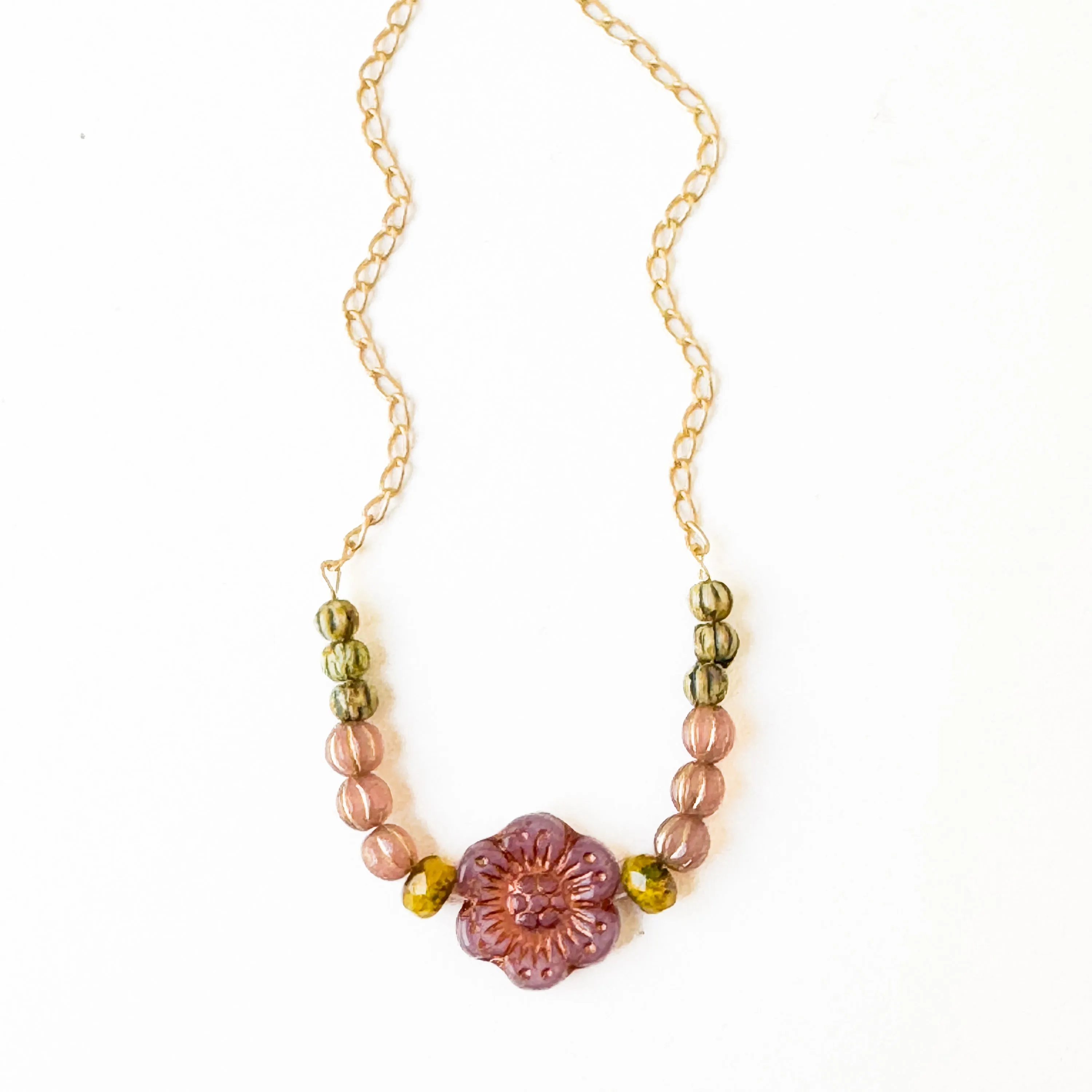 Handmade Glass Flower Necklace