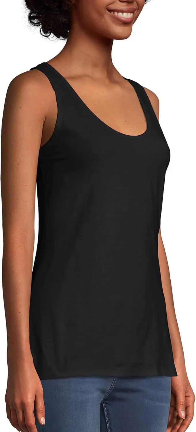 Hanes Women's Scoopneck Cotton Jersey Tank, Classic Cotton Tank Top, Lightweight Cotton Tank for Women