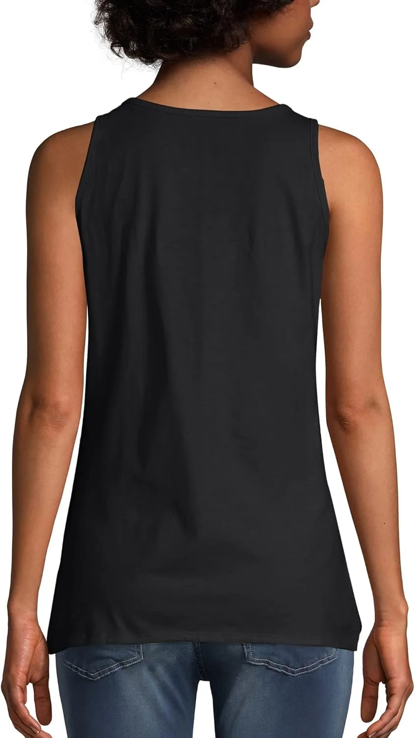 Hanes Women's Scoopneck Cotton Jersey Tank, Classic Cotton Tank Top, Lightweight Cotton Tank for Women