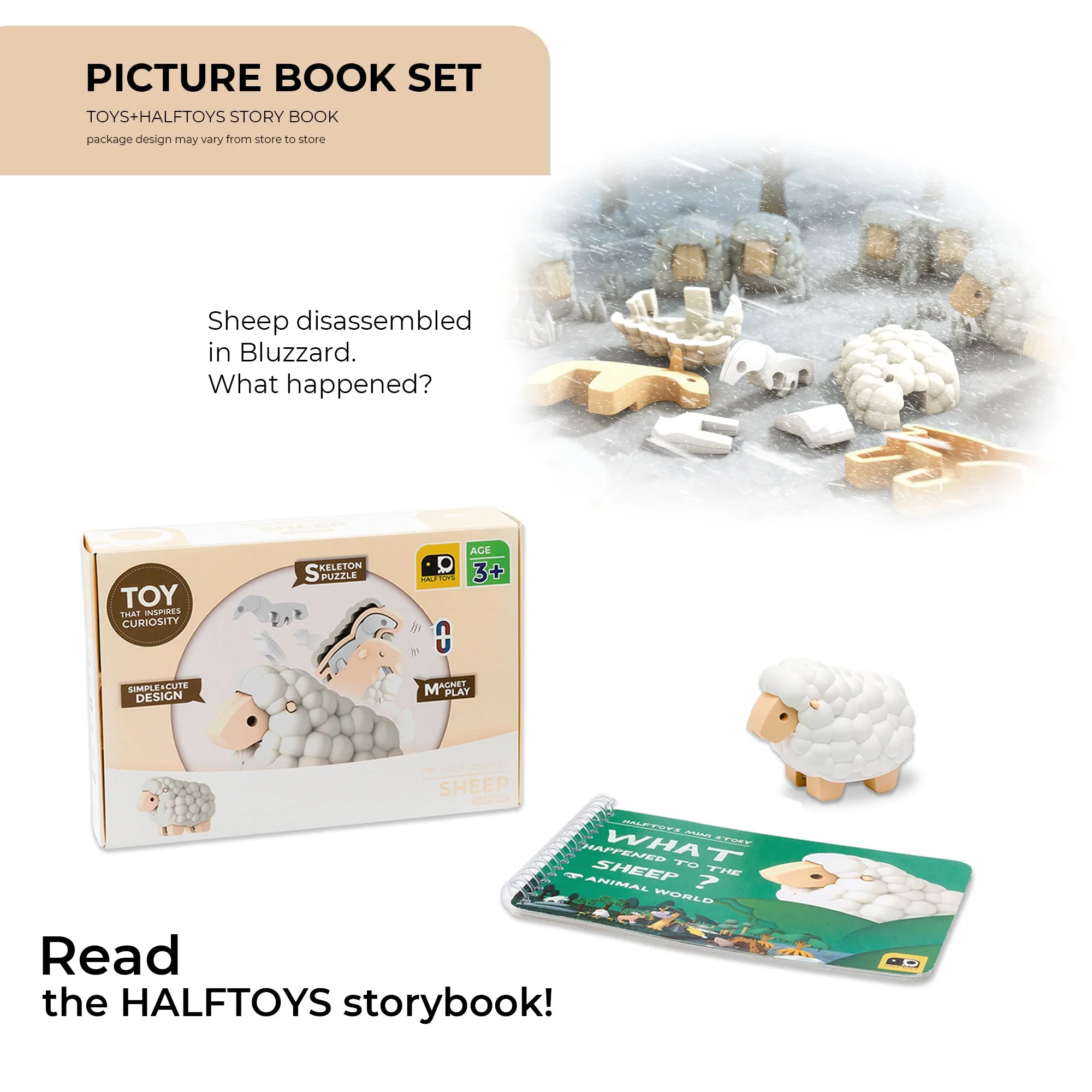 Interactive Sheep Puzzle: Halftoys Magnetic 3D Jigsaw for Kids (Ages 3 ) Educational Toy