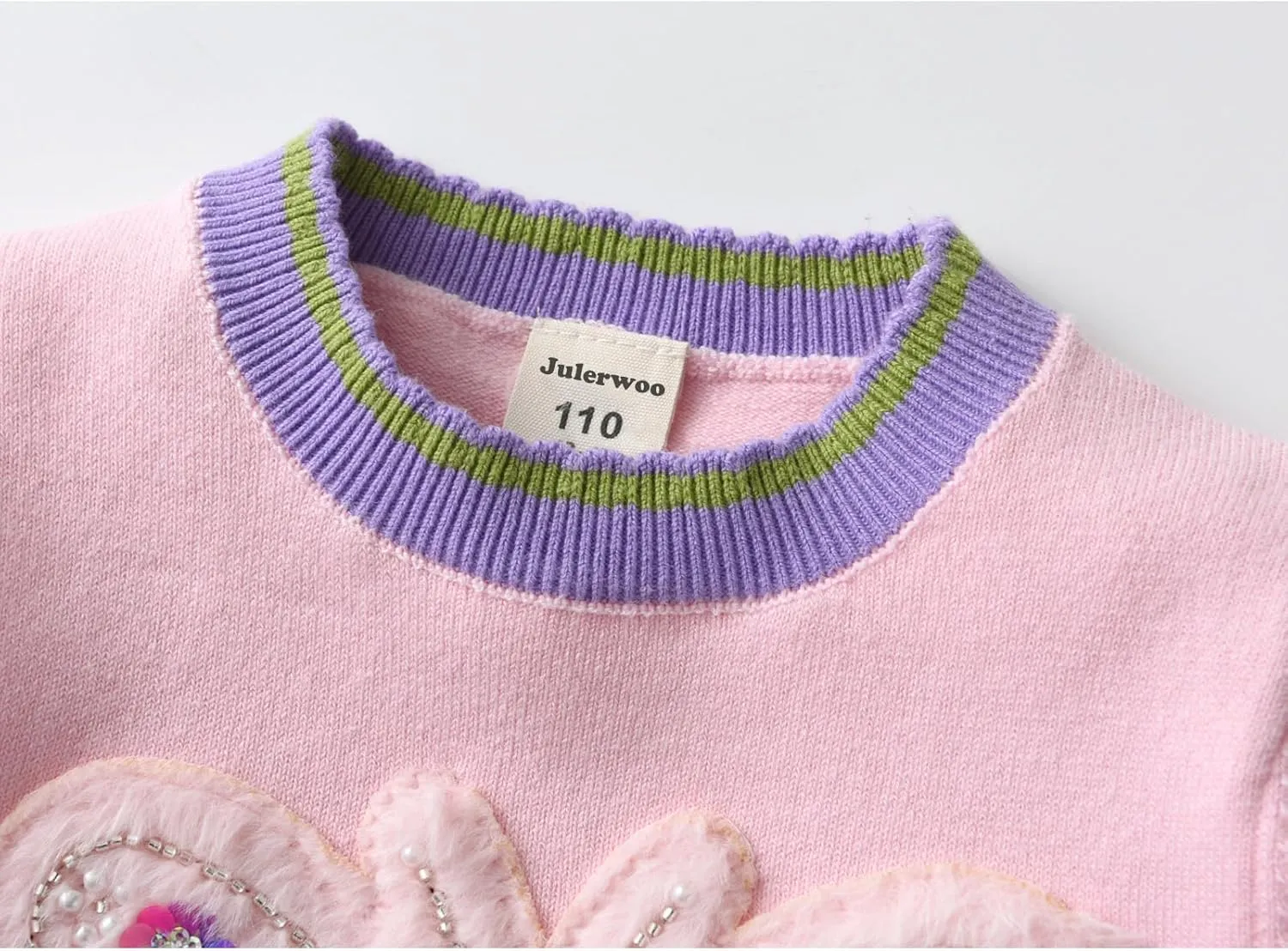 Julerwoo Toddler Girl Pink Pullover Sweaters Rainbow Prints Crewneck Knit Sweater Tops
