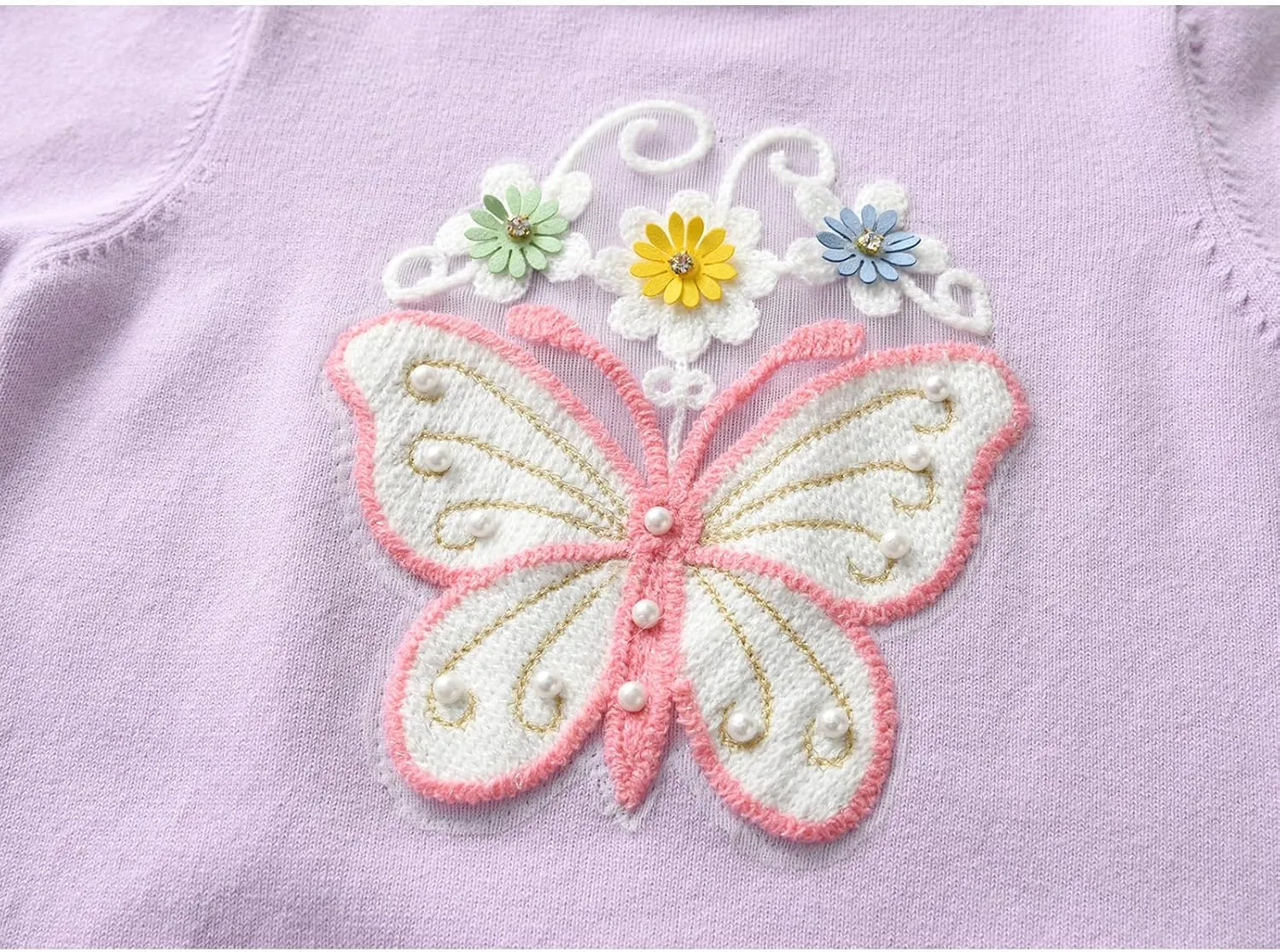Julerwoo Toddler Girl Pink Pullover Sweaters Rainbow Prints Crewneck Knit Sweater Tops