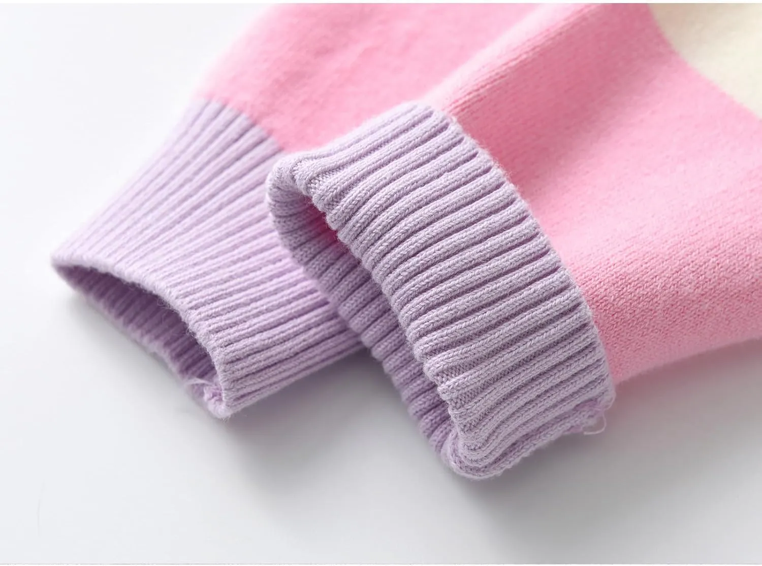 Julerwoo Toddler Girl Pink Pullover Sweaters Rainbow Prints Crewneck Knit Sweater Tops