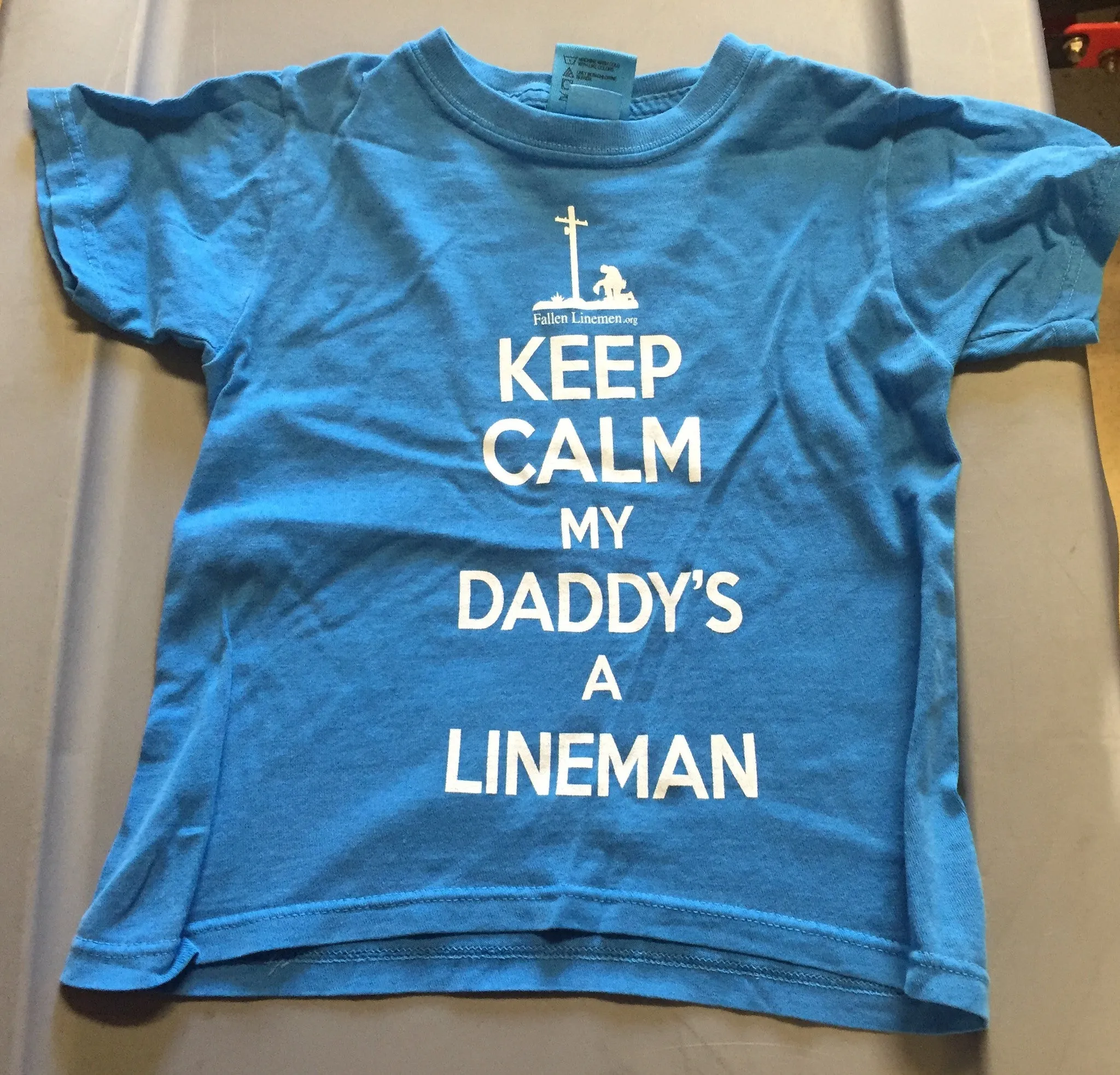 Keep Calm My Daddy's A Lineman (Blue and Pink)
