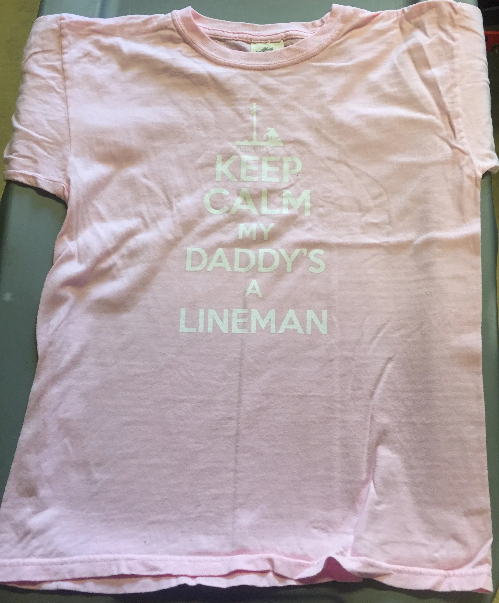 Keep Calm My Daddy's A Lineman (Blue and Pink)
