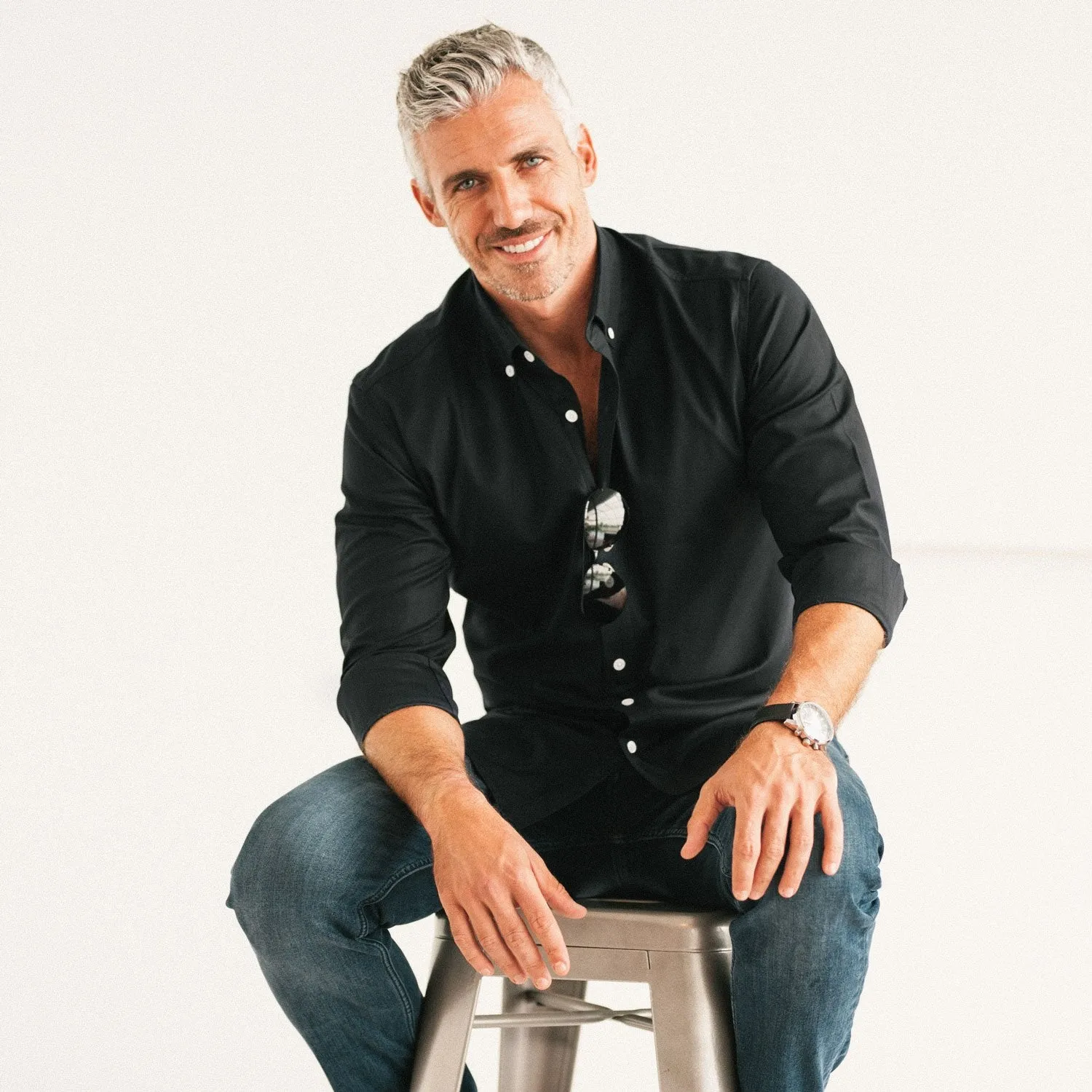 Kimpton Essential Casual Shirt - WB Black Cotton Twill