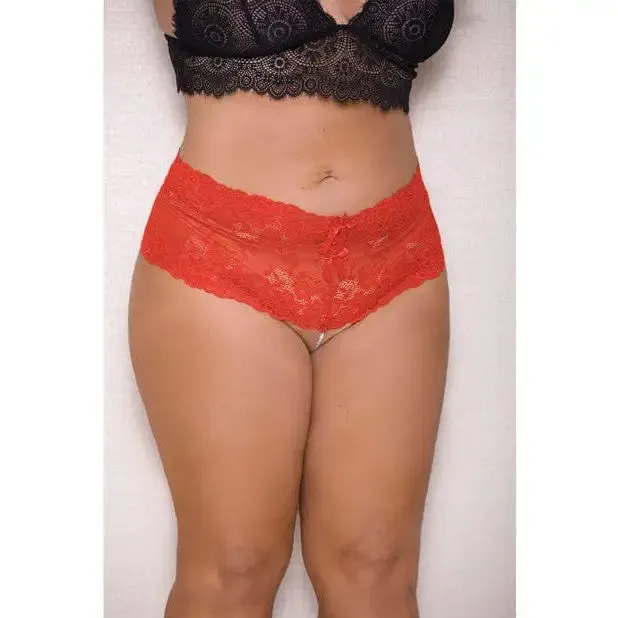 Lace & Pearl Boyshort wtih Satin Bow Accents