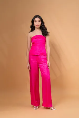 Linen Tube Top With Straight Pants Co-ord