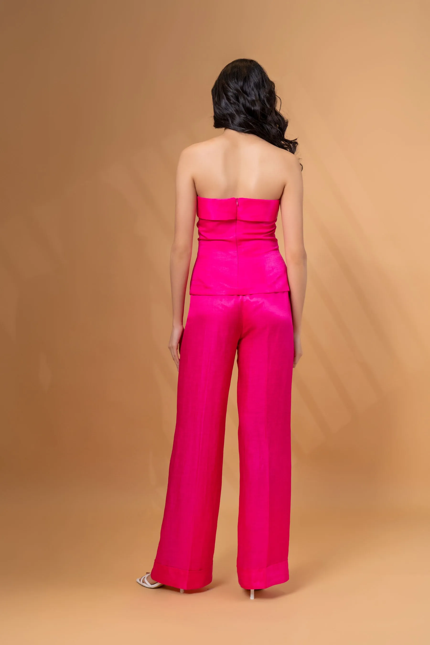Linen Tube Top With Straight Pants Co-ord