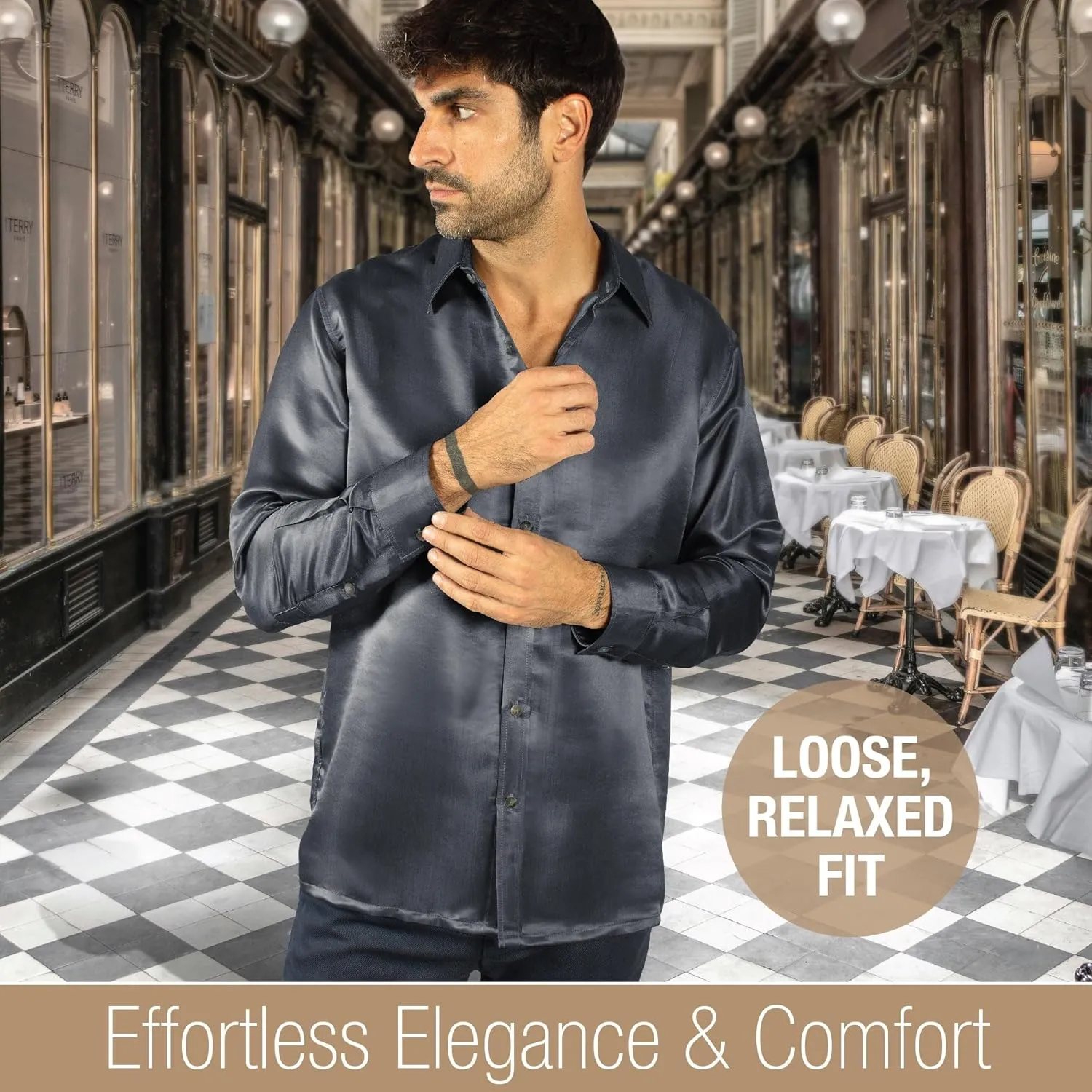 Luxury Artisan Silk Shirt for Men, Washable Pure Natural Silk 27 Mm Long Sleeves
