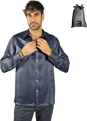 Luxury Artisan Silk Shirt for Men, Washable Pure Natural Silk 27 Mm Long Sleeves