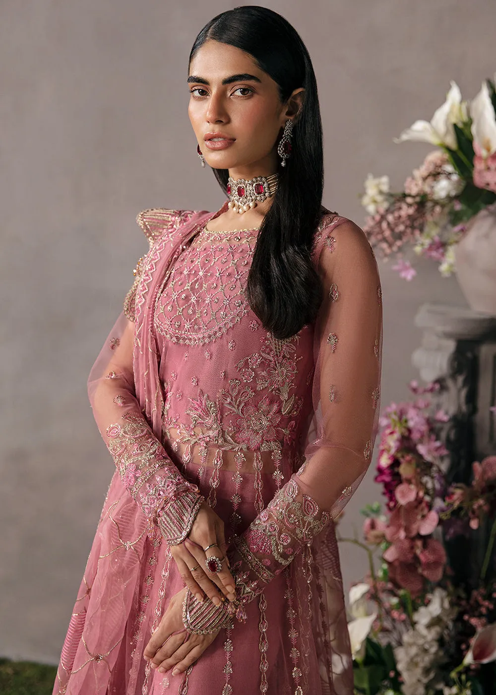 Pink Pakistani Lehenga - Afrozeh La Fuchsia Formals '23 - SALMON