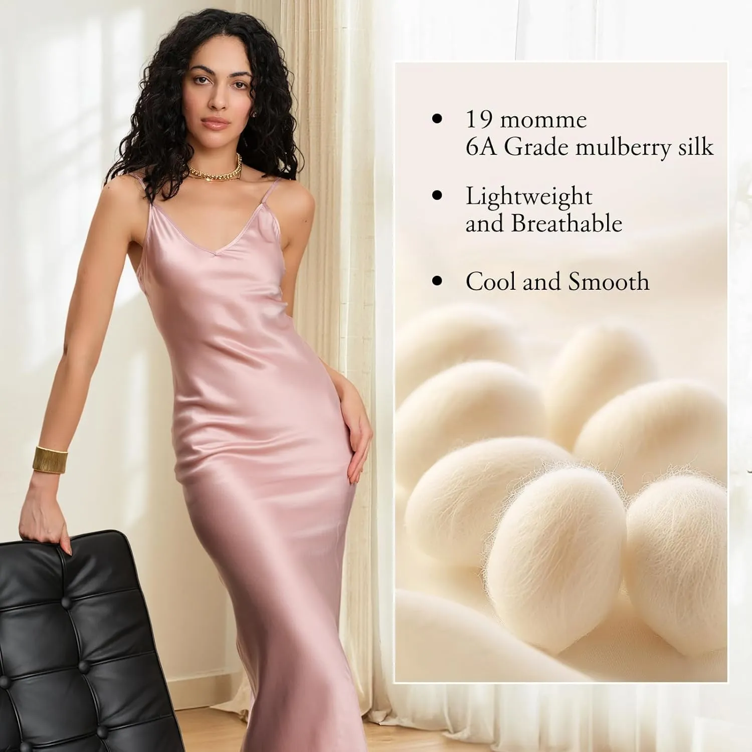 Pure Mulberry Silk Dress for Women Summer Slip Long Dress A Line Sleeveless Cocktail Guest Party V-Neck Sexy Dresses