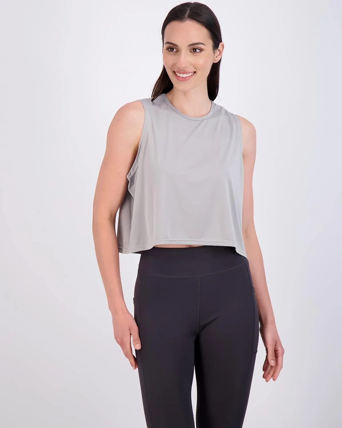 Real Essentials 5 Pack: Women's Dry Fit Crop Summer Tank Top - Gym Yoga Workout Sports Tee (Available in Plus Size)