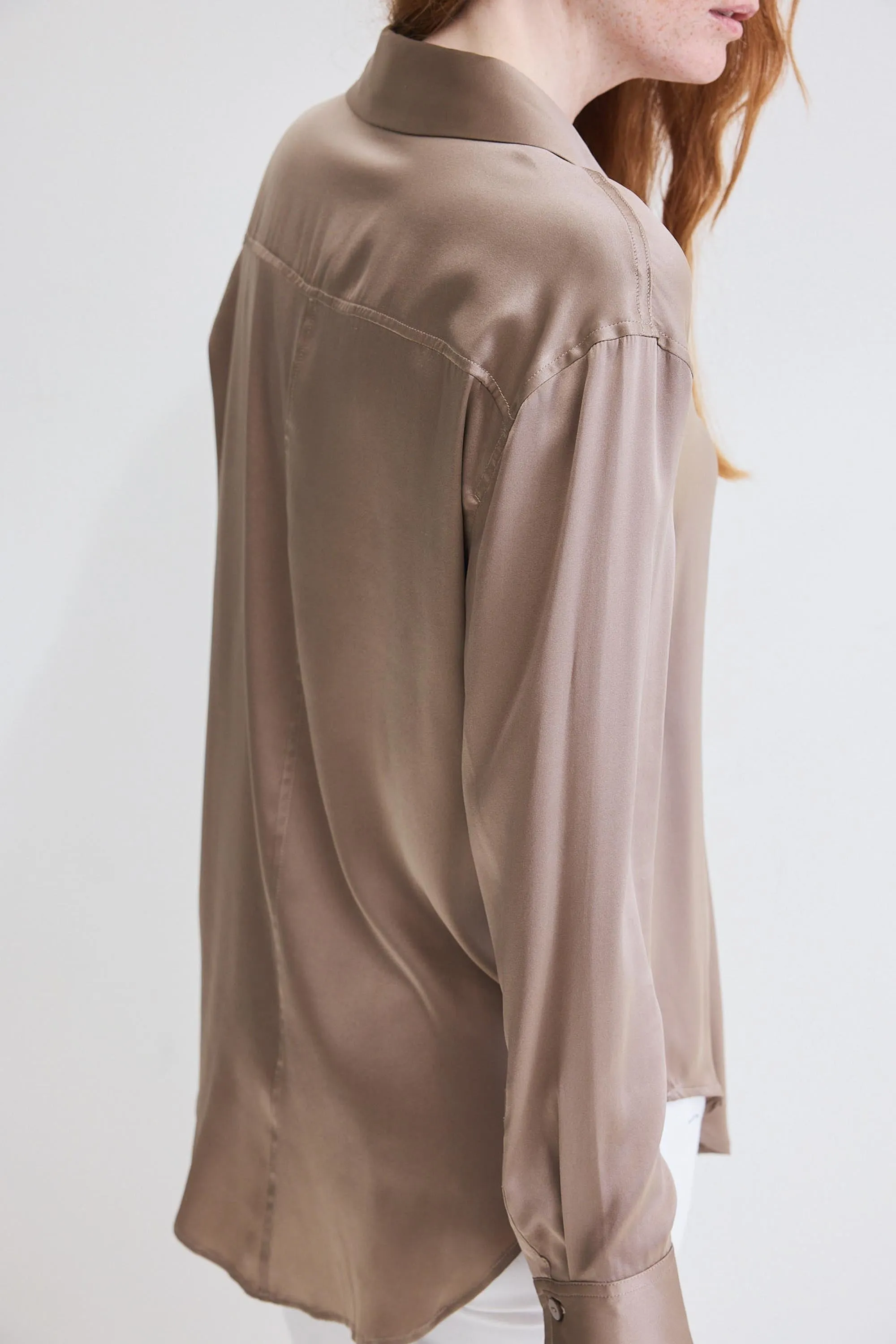 Shift Your Gaze Silk Button Down Blouse