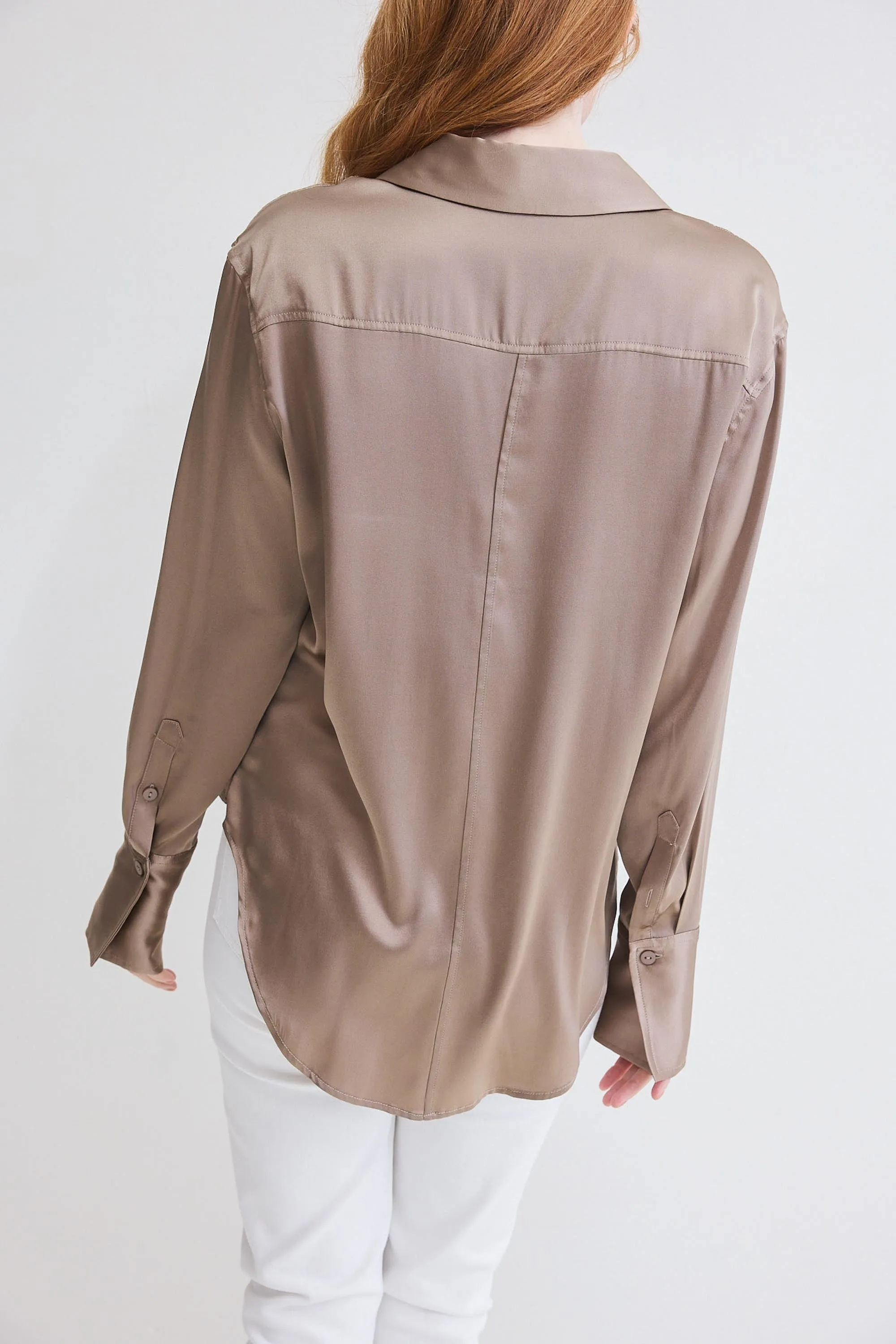 Shift Your Gaze Silk Button Down Blouse