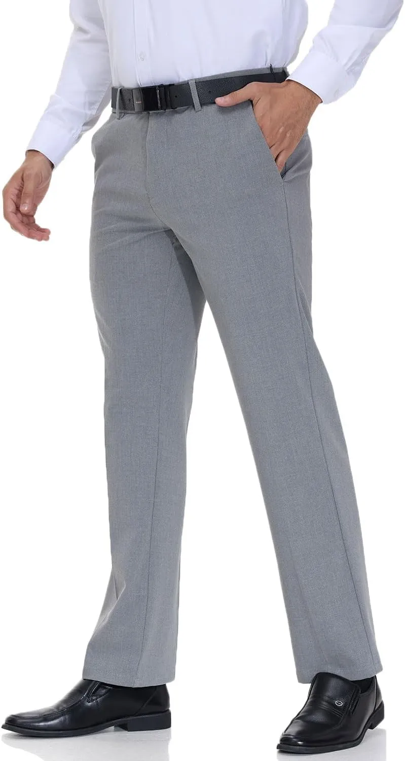 Soojun Men's Modern Fit Flex Flat Front Dress Pants