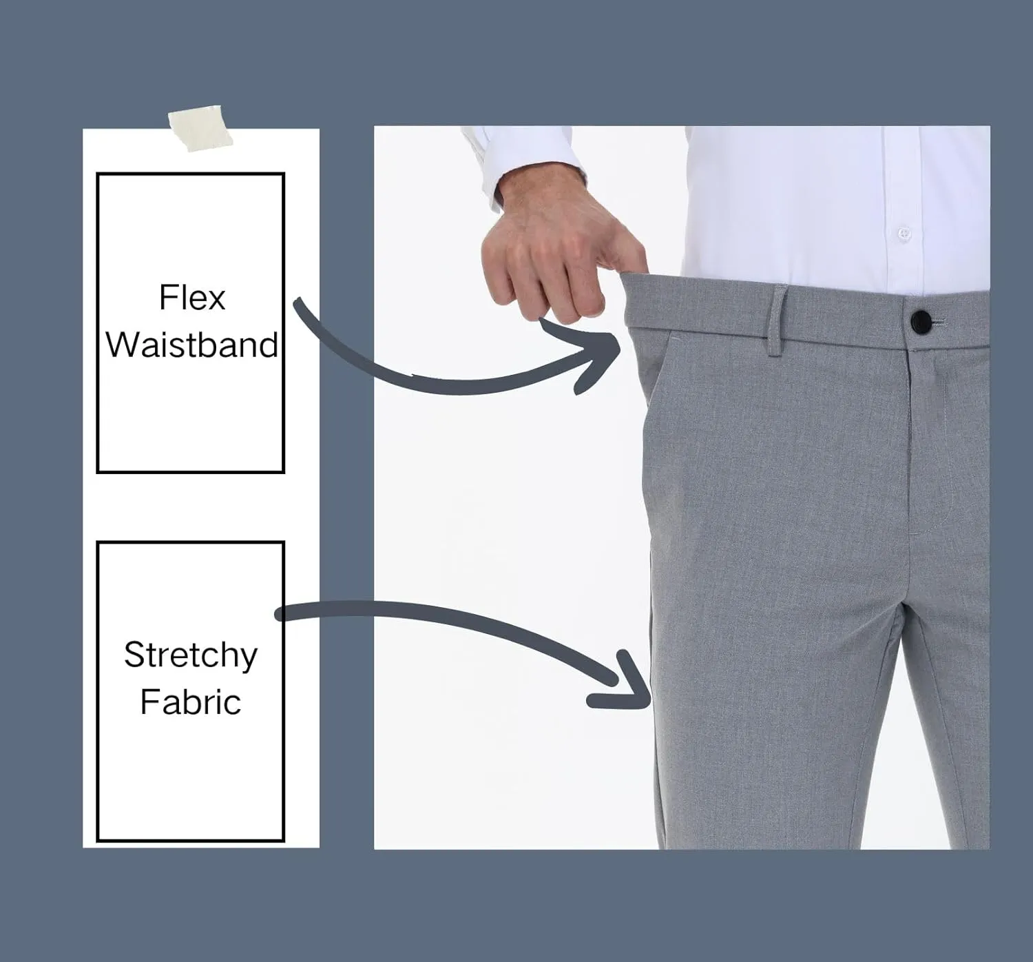 Soojun Men's Modern Fit Flex Flat Front Dress Pants