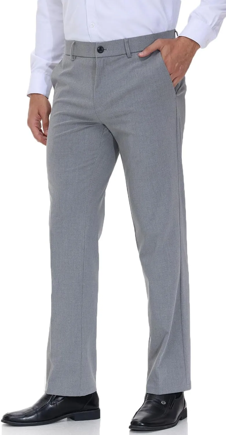 Soojun Men's Modern Fit Flex Flat Front Dress Pants