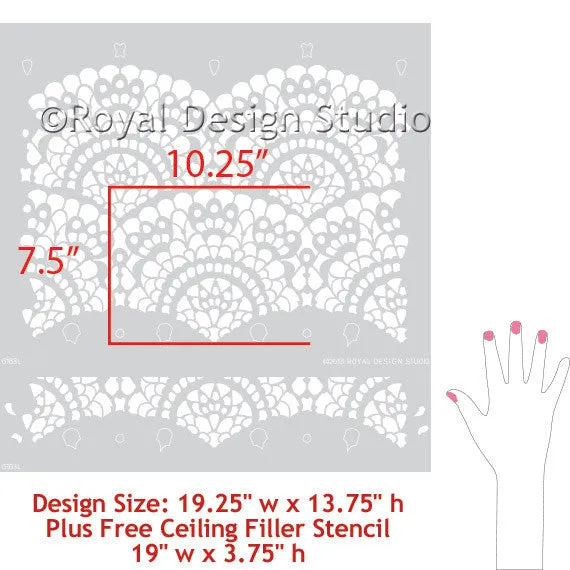 Spanish Lace Scallop Wall Stencil