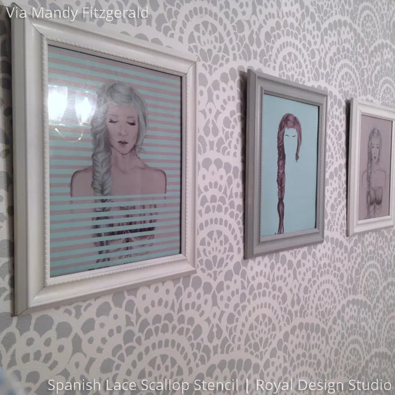 Spanish Lace Scallop Wall Stencil