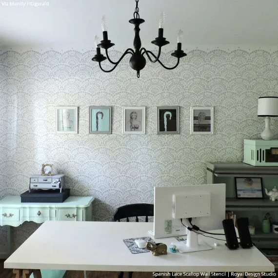 Spanish Lace Scallop Wall Stencil