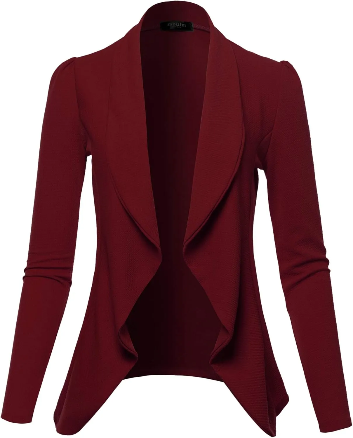 SSOULM Women's Long Sleeve Classic Draped Open Front Lightweight Blazer with Plus Size