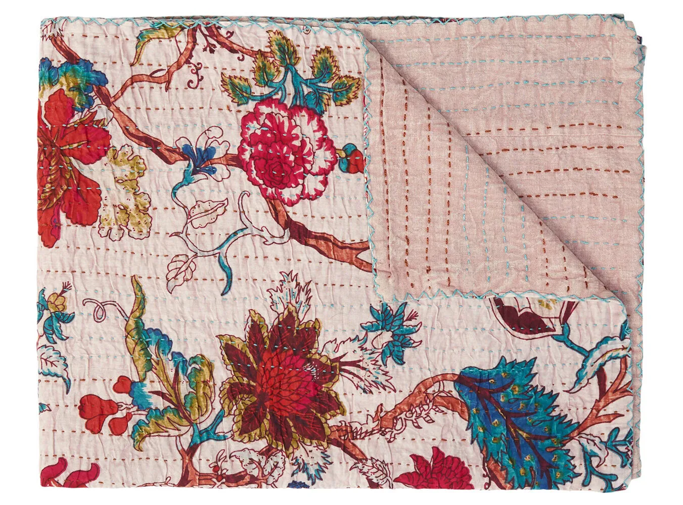 Taj Hotel Home Decor Kantha Cotton Throw | 50"x70" | 5