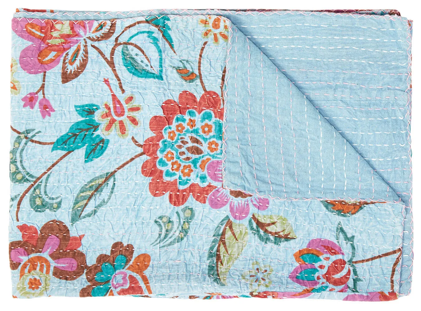 Taj Hotel Home Decor Kantha Cotton Throw | 50"x70" | 5