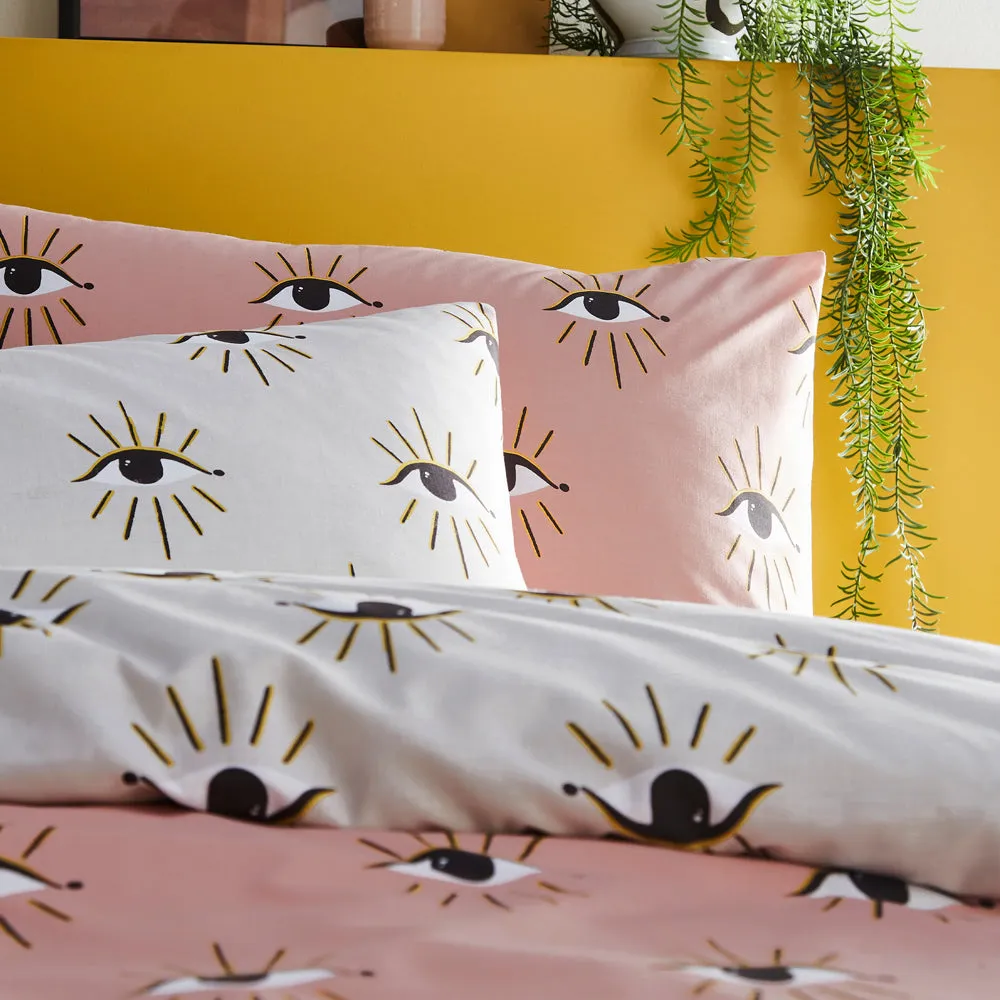 Theia Abstract Eye Duvet Cover Set Blush