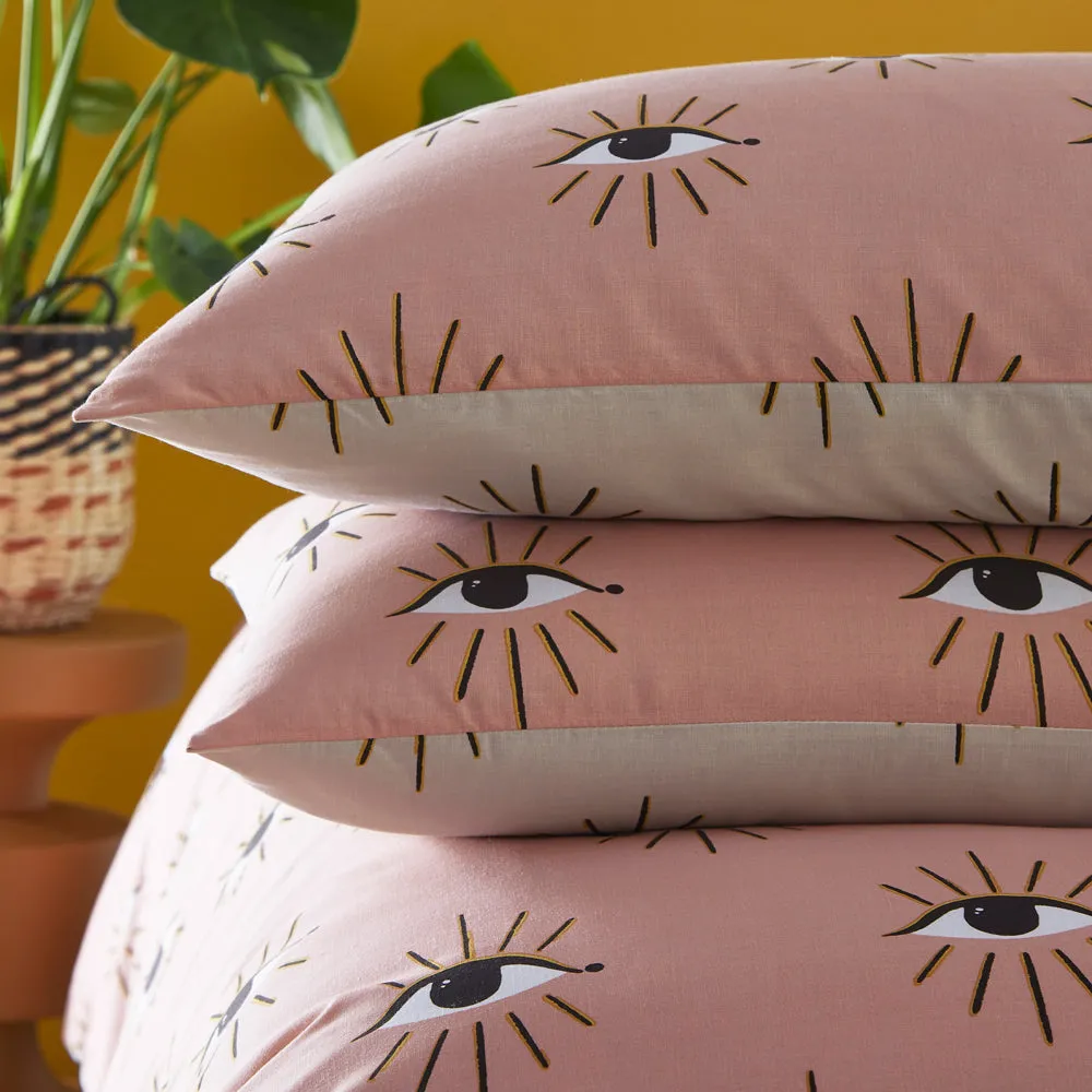 Theia Abstract Eye Duvet Cover Set Blush