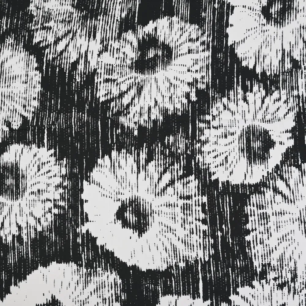 White Black Floral Print 3048