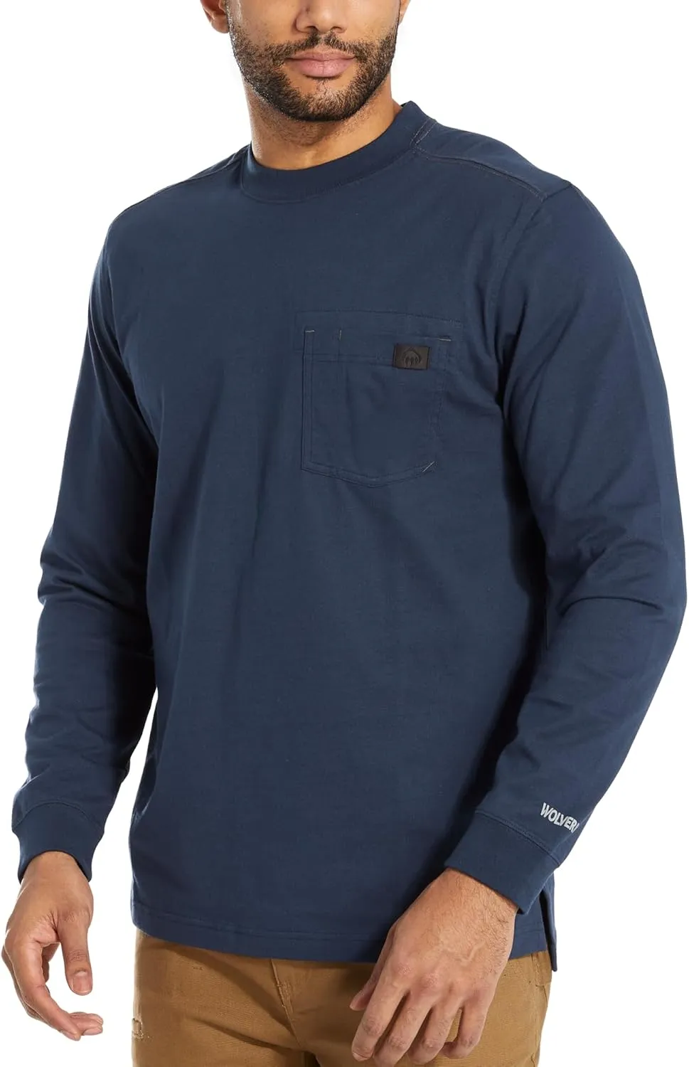 WOLVERINE Men's Guardian Cotton Long Sleeve Pocket Tee