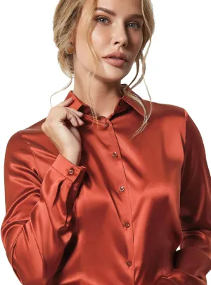 Women's Blouse Satin Silk Shirts, Casual Loose Long Sleeve for Office Work, Corporate Outfit Clothes