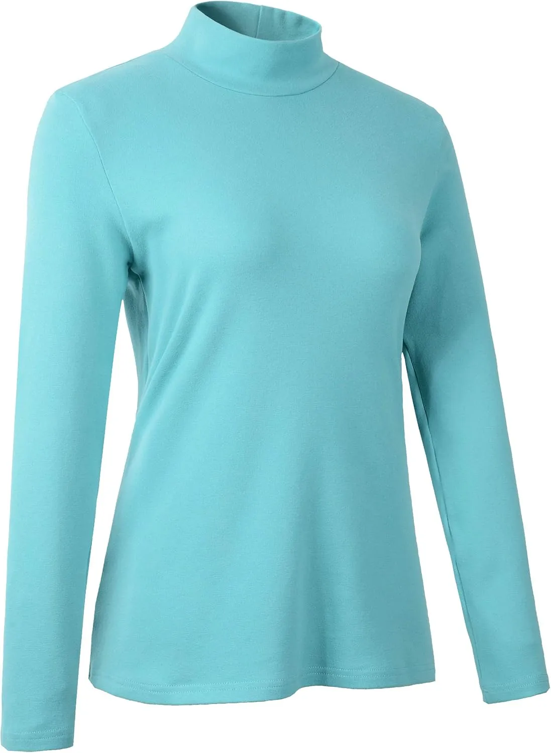Women's Mock Turtleneck Cotton Long Sleeve Layering T Shirt Tops