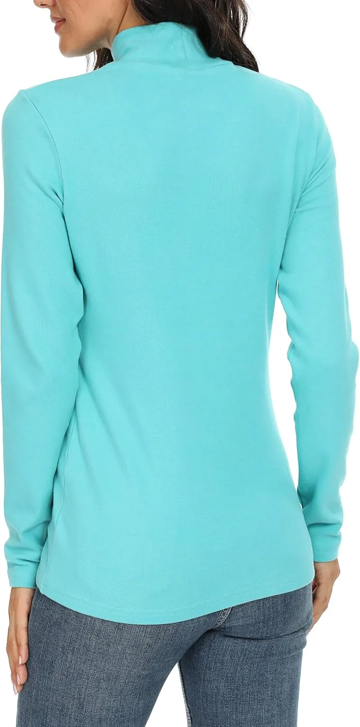 Women's Mock Turtleneck Cotton Long Sleeve Layering T Shirt Tops