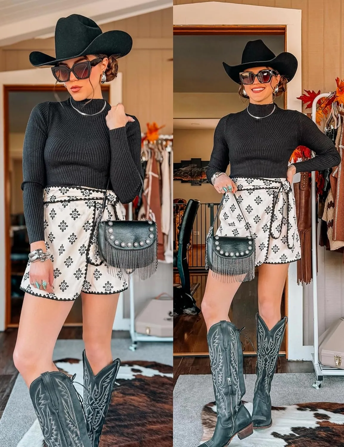 Wrap Skirt for Women Casual Mini Skirt Knot Side Elastic Waist Bodycon Flowy Print Shorts