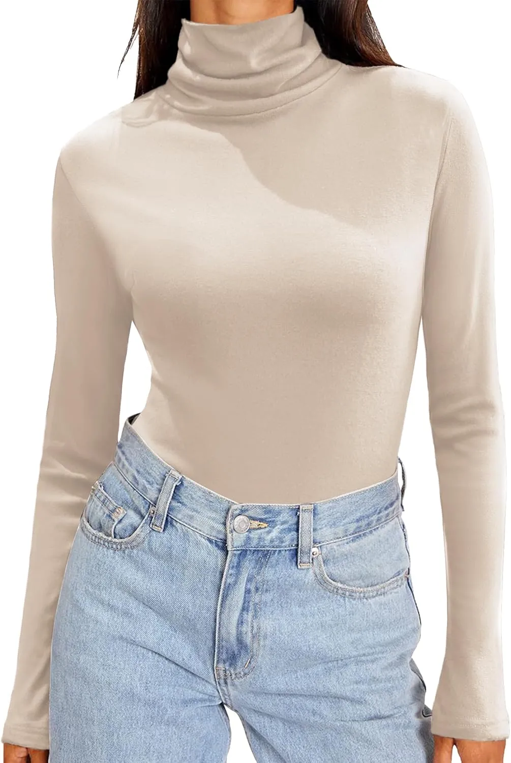 Zeagoo Womens Turtleneck Long Sleeve Shirts Soft Thermal Underwear Fall Fashion 2024 Tight Basic Layer Tops